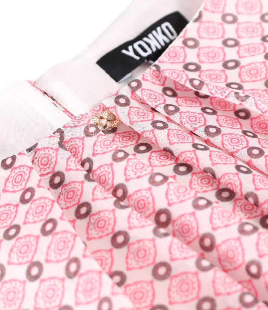 Bluza lejera din voal imprimat cu motive geometrice