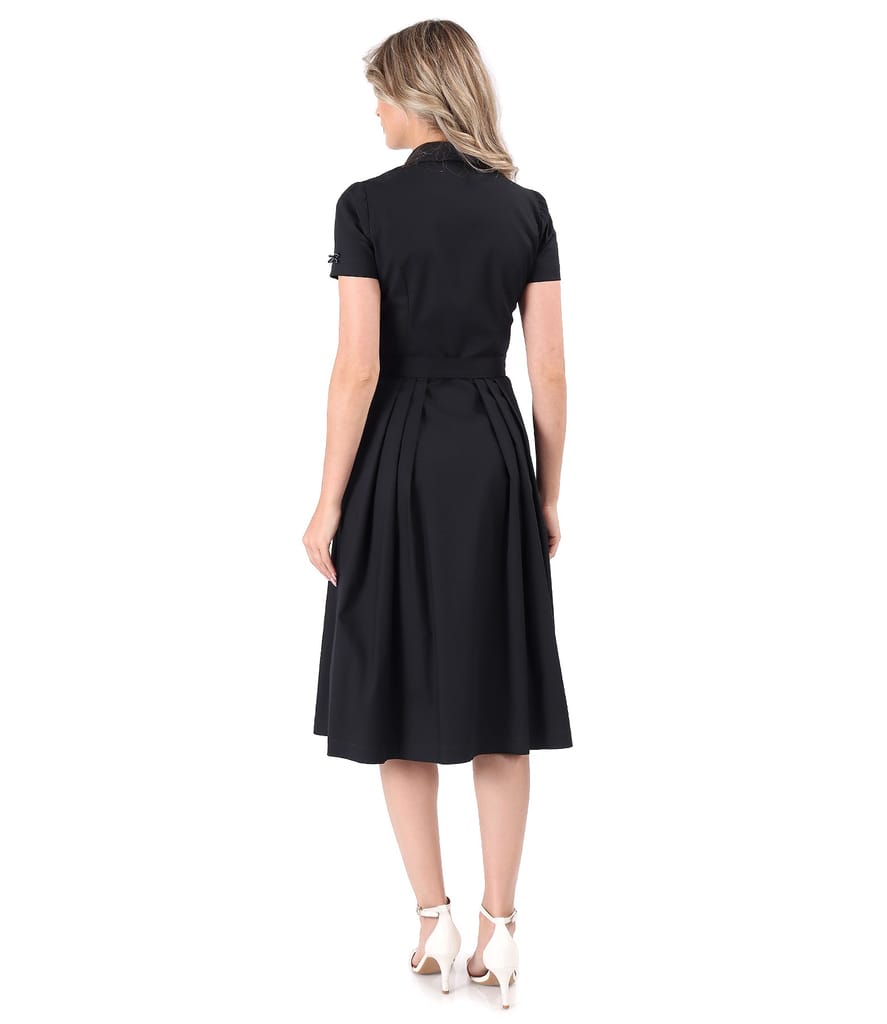 Rochie tip camasa din bumbac elastic uni