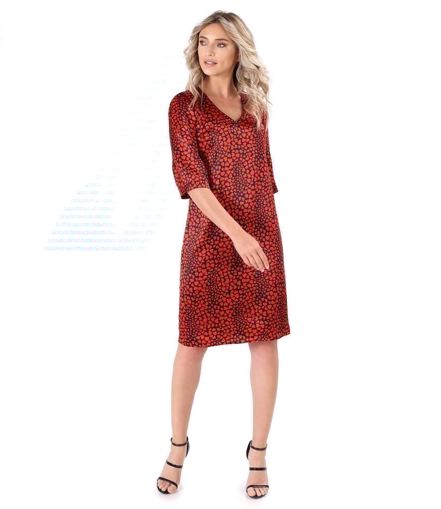 Rochie lejera din matase naturala imprimata digital cu inimi