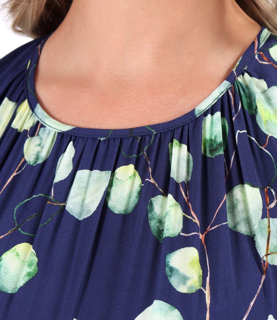 Rochie midi din viscoza imprimata cu motive florale