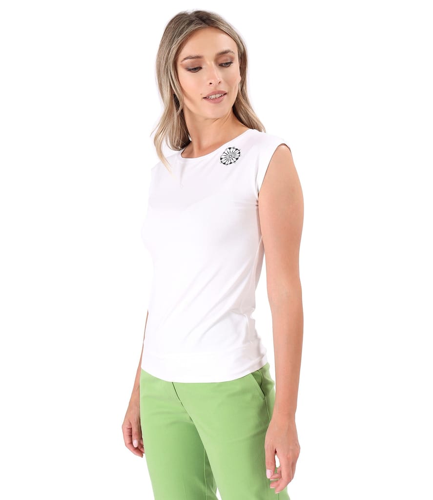 Bluza din jerse elastic cu element decorativ pe umar