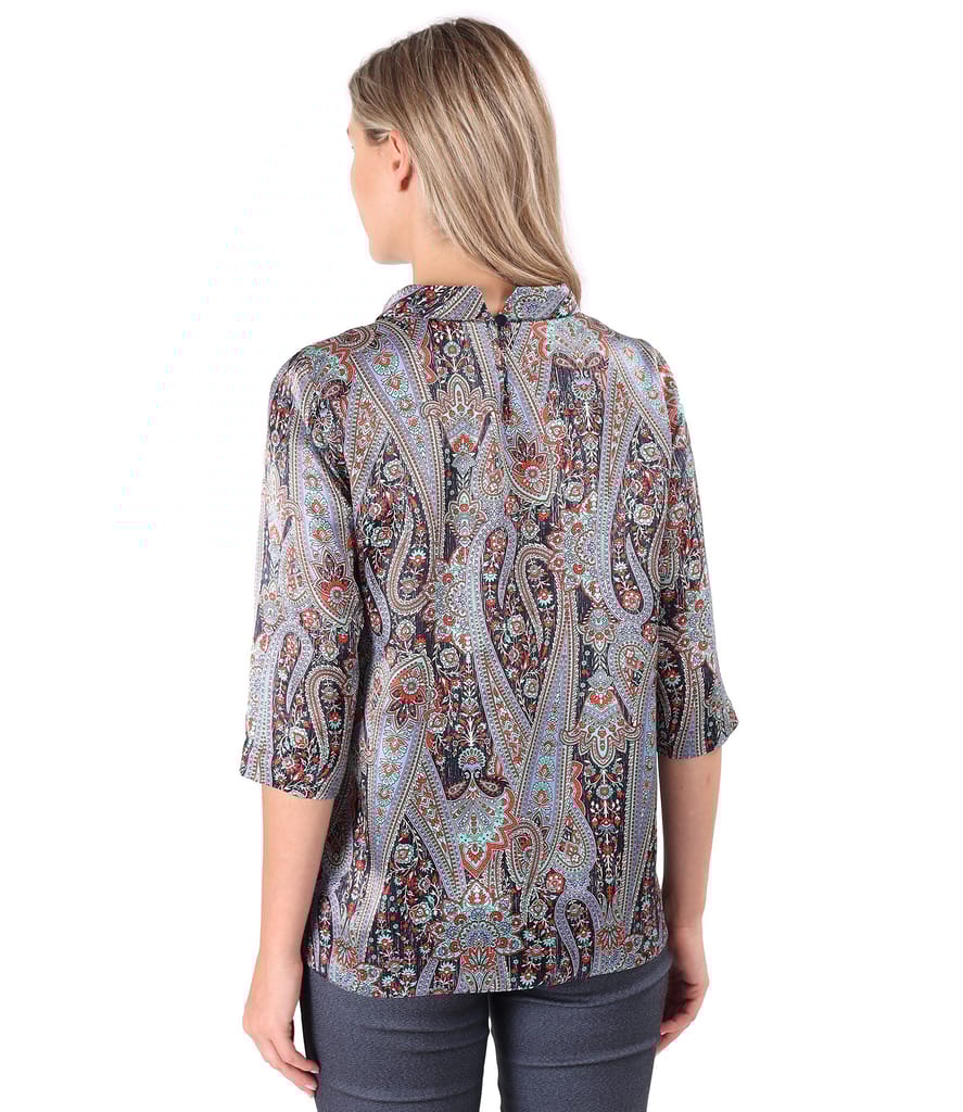 Bluza din matase naturala imprimata cu motive paisley