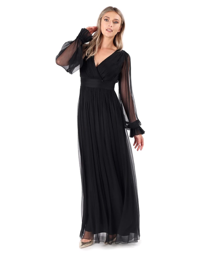 Rochie lunga din voal de matase naturala