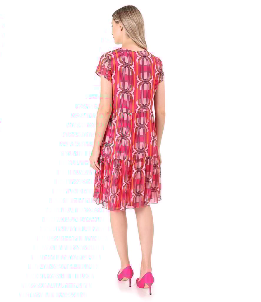 Rochie lejera cu volane din voal imprimat