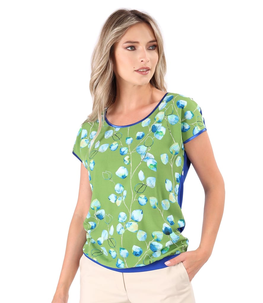 Bluza cu fata din viscoza imprimata digital cu flori