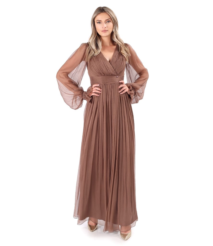 Rochie lunga din voal de matase naturala