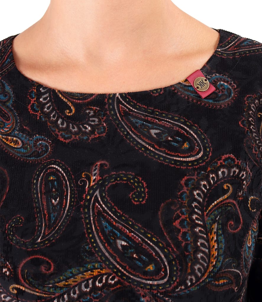 Bluza din jerse elastic brocat imprimat cu motive paisley