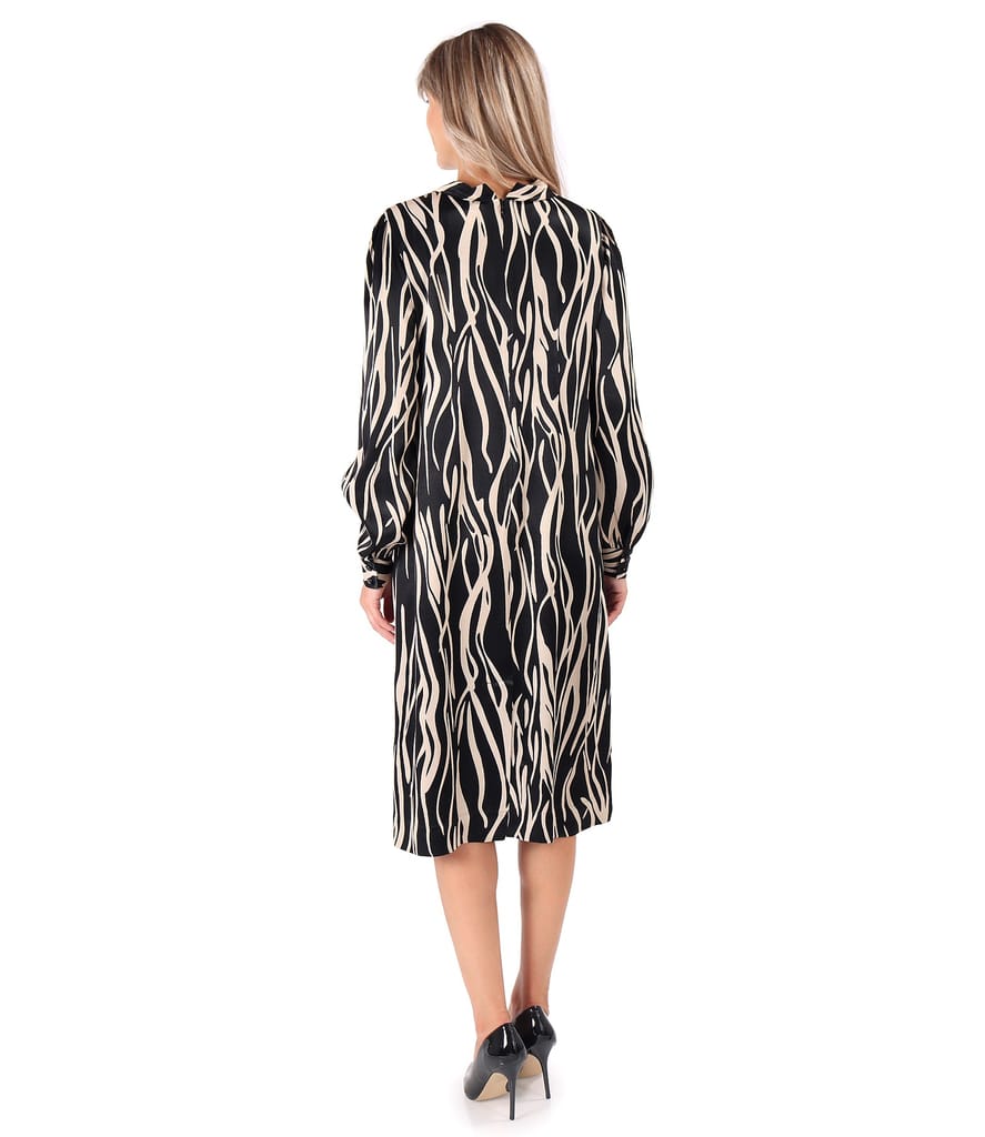 Rochie midi din saten de viscoza cu animal print