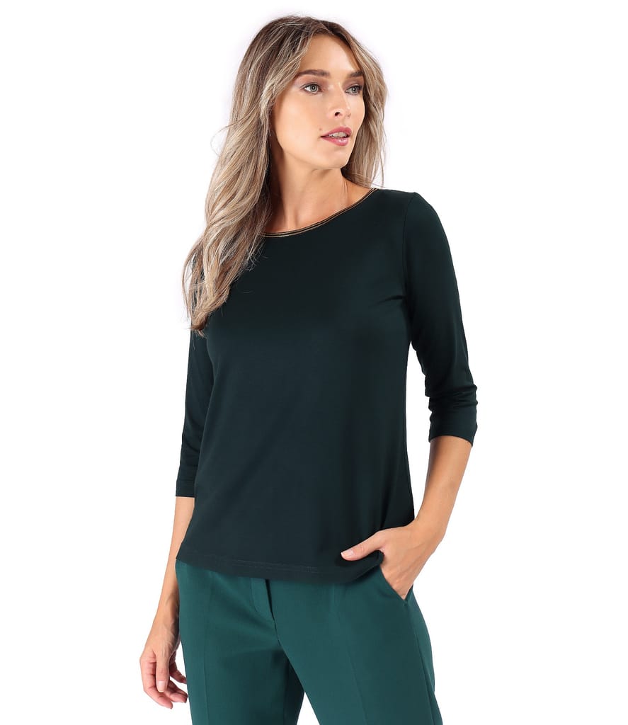 Bluza eleganta din jerse elastic cu maneci 3/4