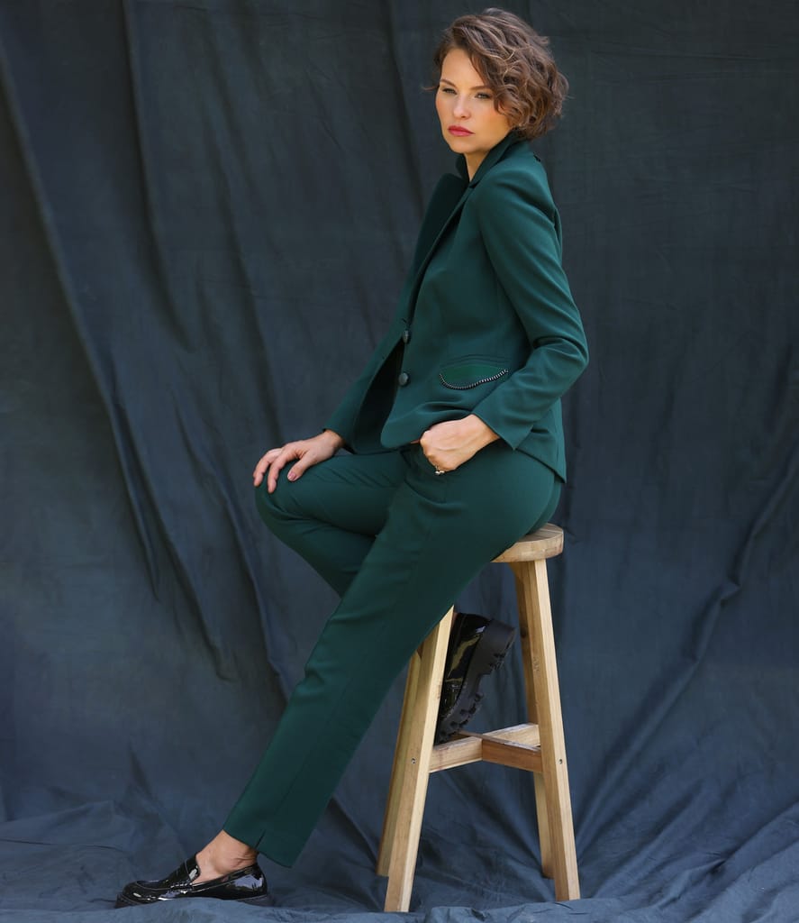 Pantaloni pana din stofa elastica