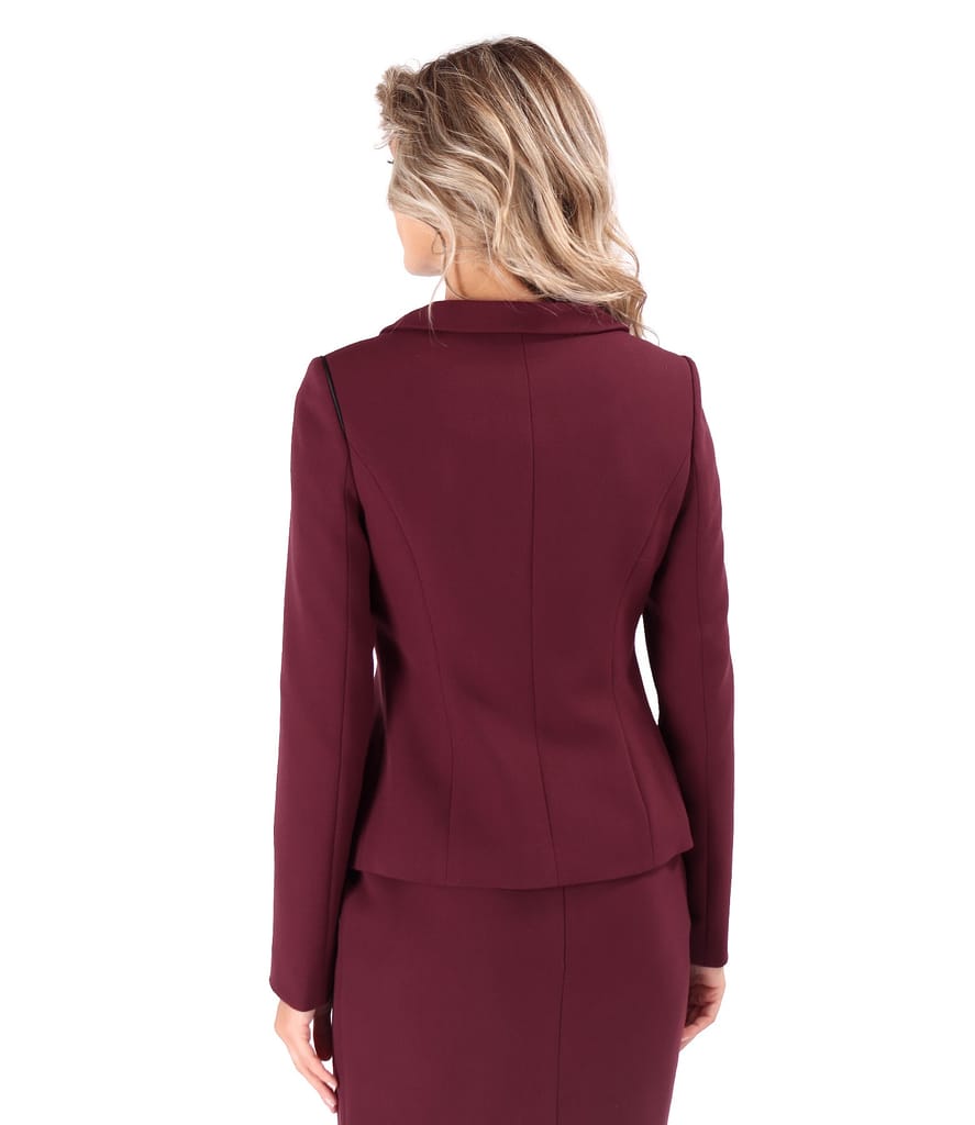Sacou office din stofa elastica cu guler rotund