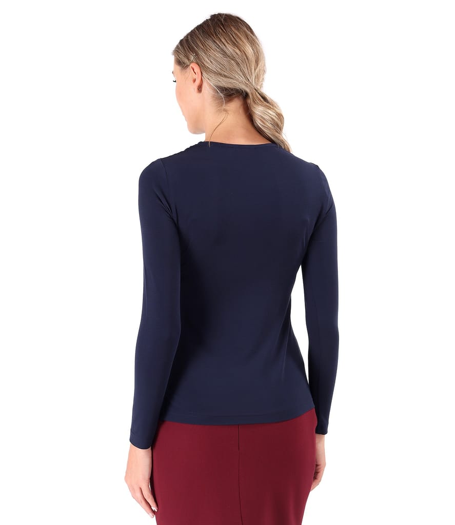 Bluza din jerse elastic cu decolteu in falduri
