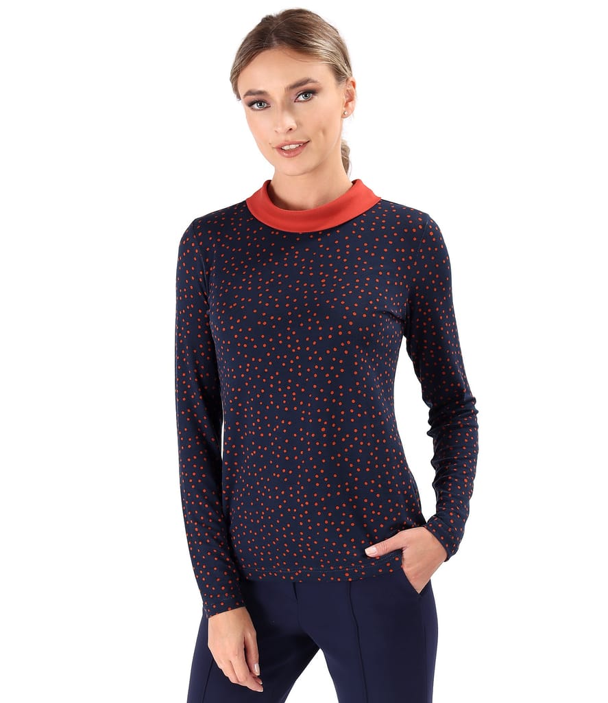 Bluza din jerse elastic imprimat cu picouri