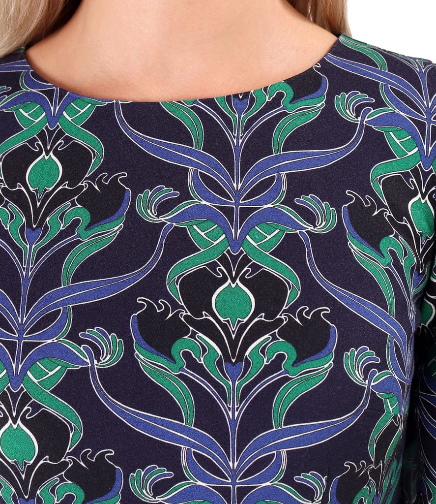 Rochie midi din viscoza plina imprimata cu motive florale