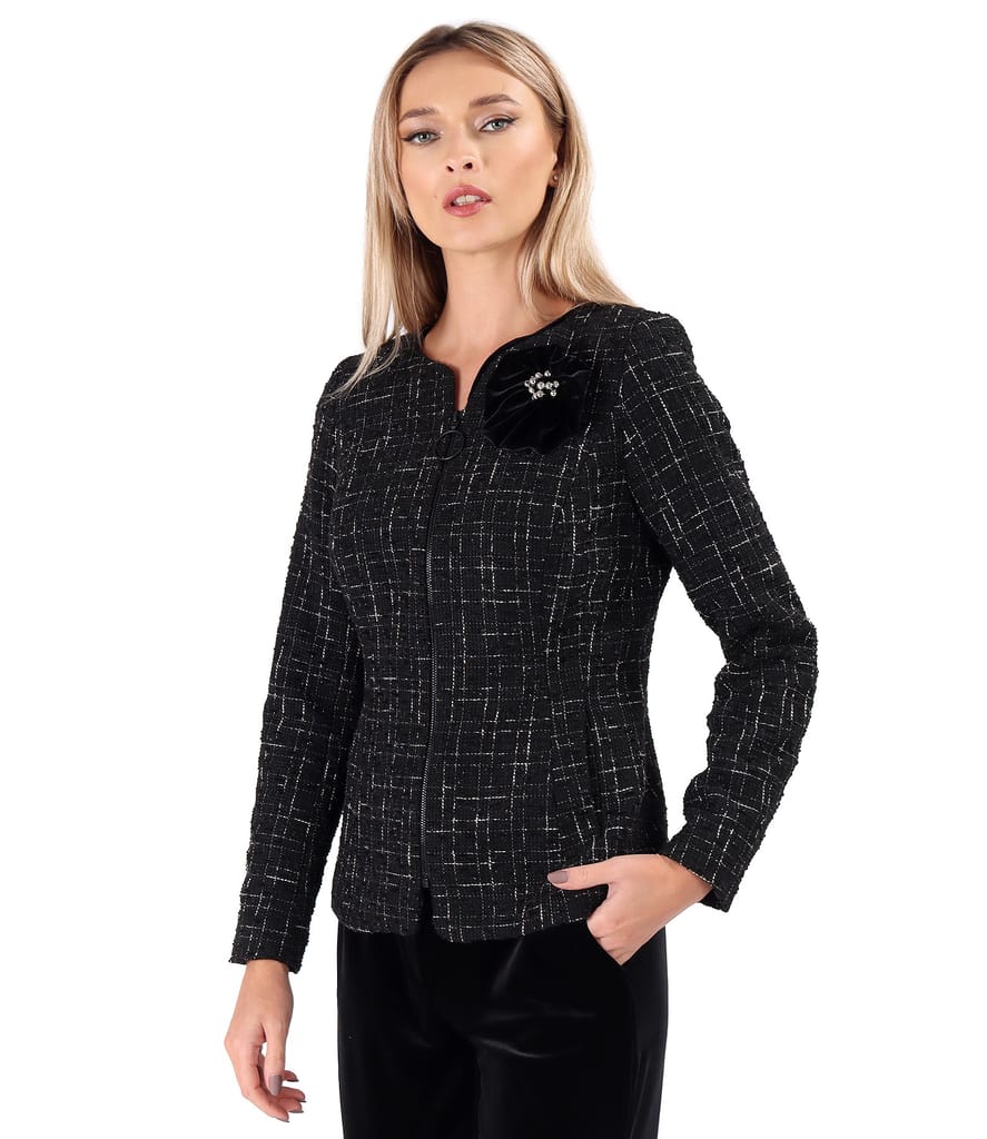 Sacou elegant din bucle cu bumbac si fir metalic