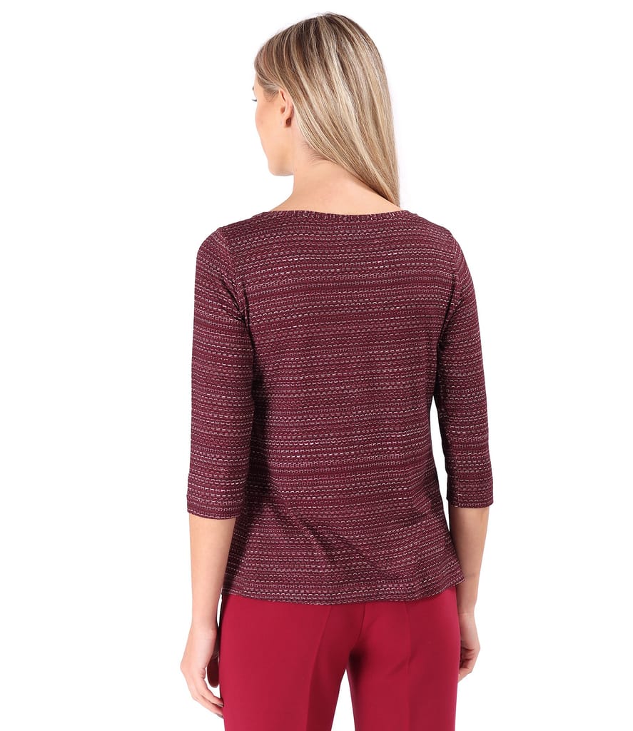 Bluza din jerse elastic imprimat cu motive geometrice