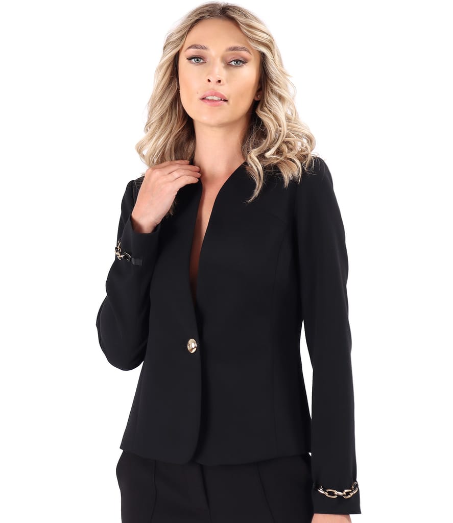 Sacou din stofa elastica cu lant decorativ