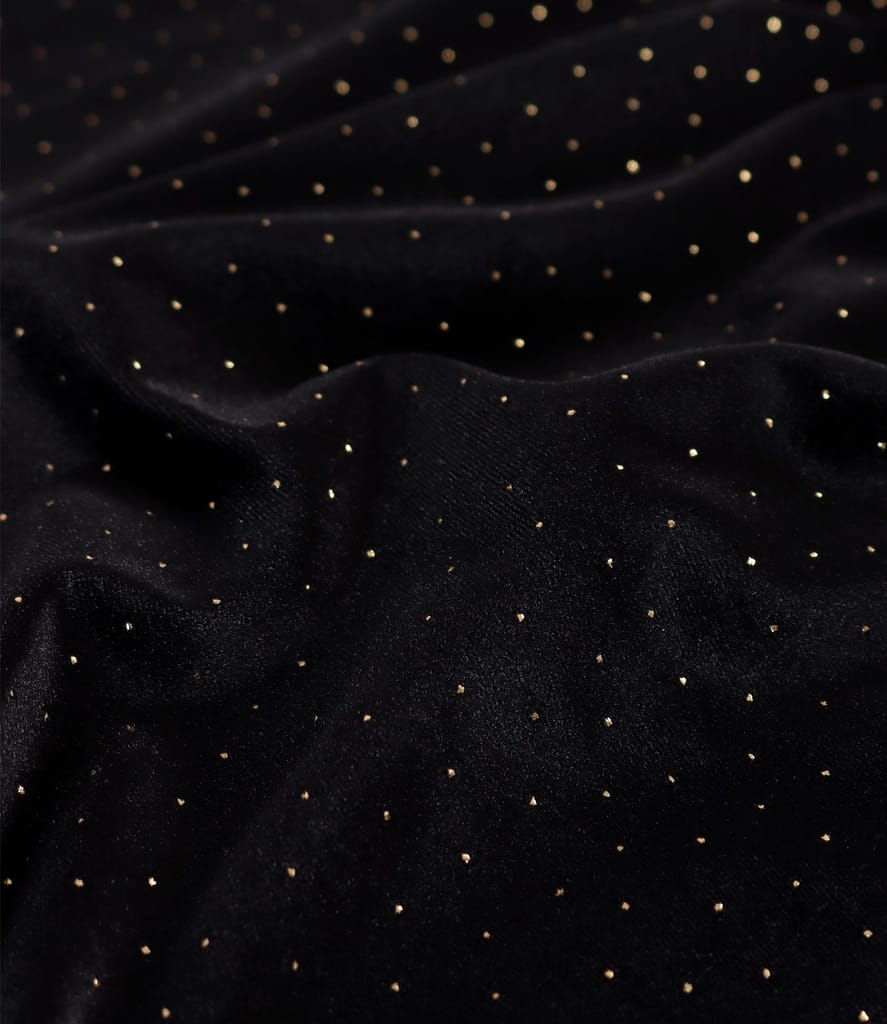 Rochie din catifea elastica cu picouri aurii