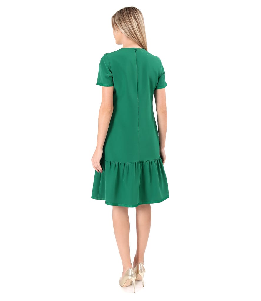 Rochie eleganta cu volan si cu banda din rips satinat la terminatie