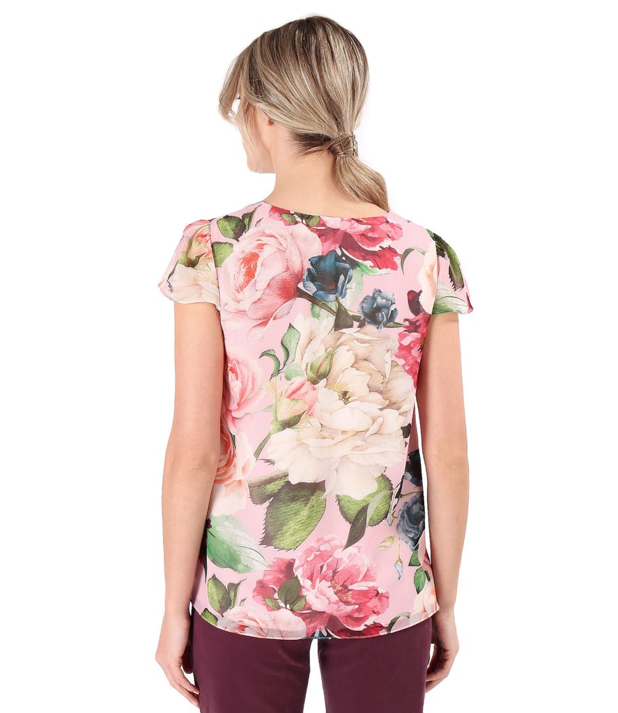 Bluza eleganta din voal fin imprimat cu motive florale