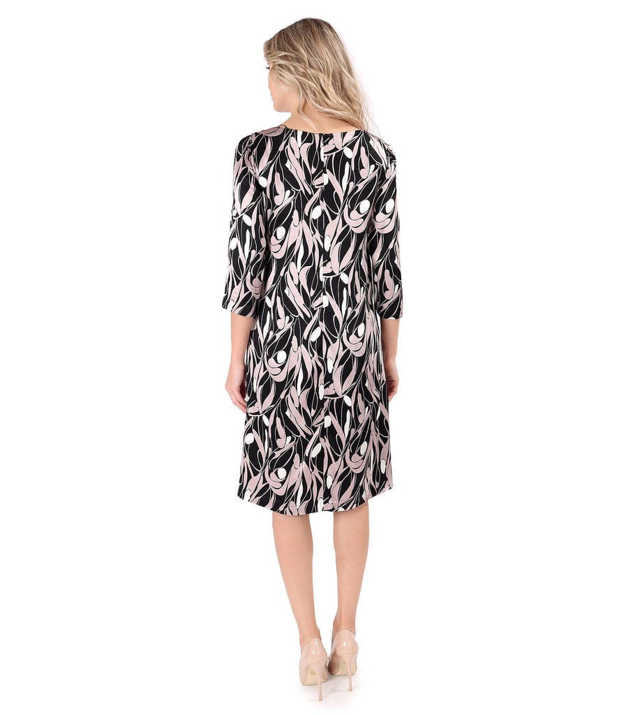 Rochie eleganta si lejera din saten de viscoza imprimata cu motive florale