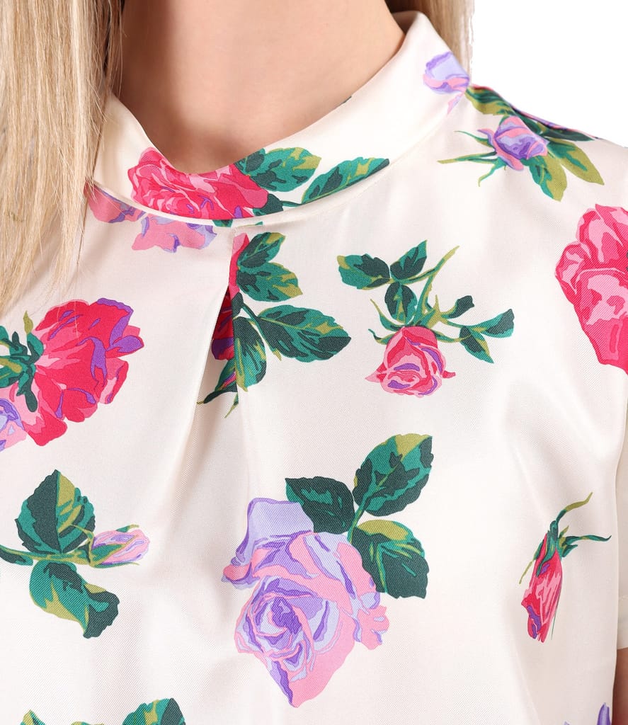 Bluza din matase naturala imprimata cu motive florale