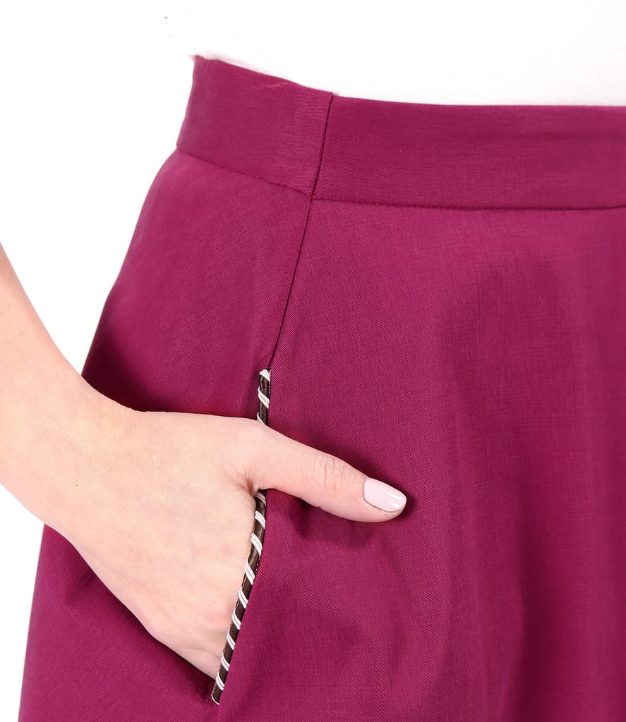 Fusta semiclos din stofa plina din tencel cu bumbac