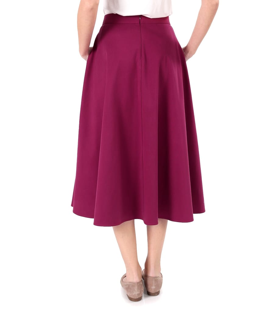 Fusta semiclos din stofa plina din tencel cu bumbac