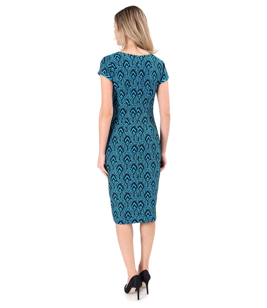 Rochie midi din brocart cu bumbac si viscoza