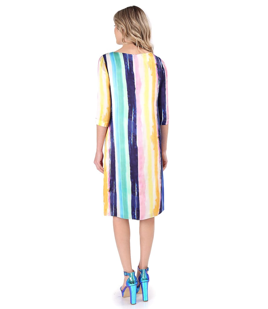 Rochie lejera din matase naturala imprimata cu dungi