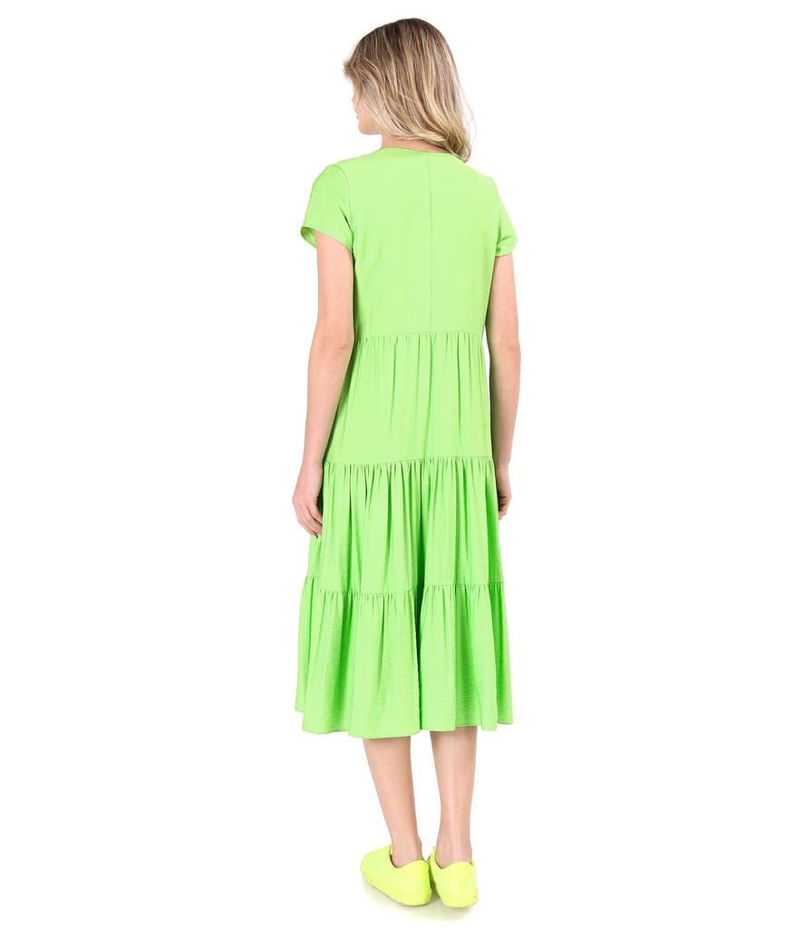 Rochie midi cu volane din viscoza usor creponata