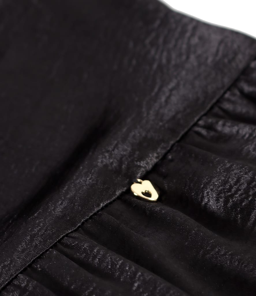 Rochie lunga satinata cu volane asimetrice