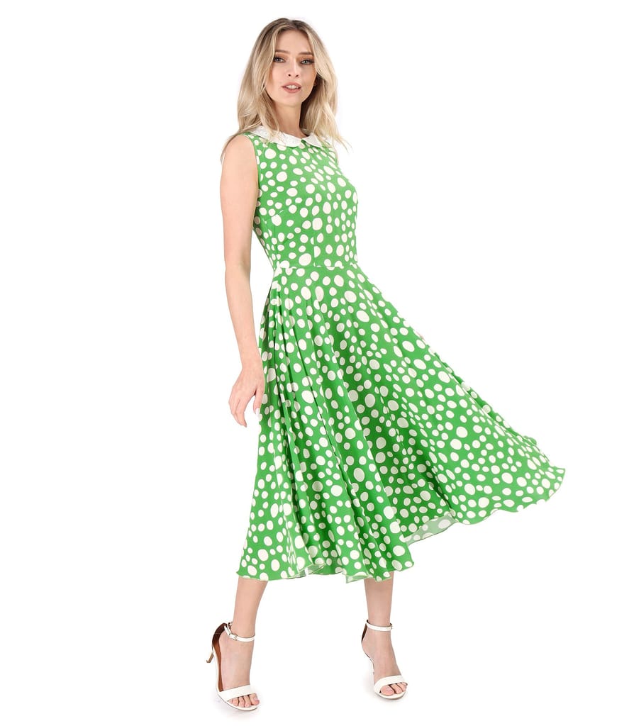 Rochie din viscoza cu guler din dantela sparta