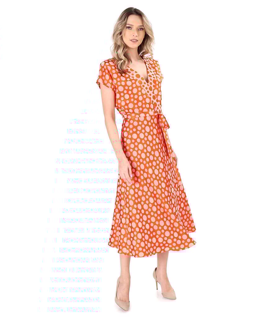 Rochie midi cu bustul petrecut si cordon in talie