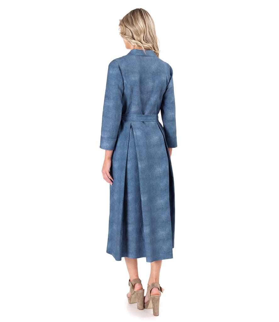 Rochie midi tip camasa din viscoza cu in