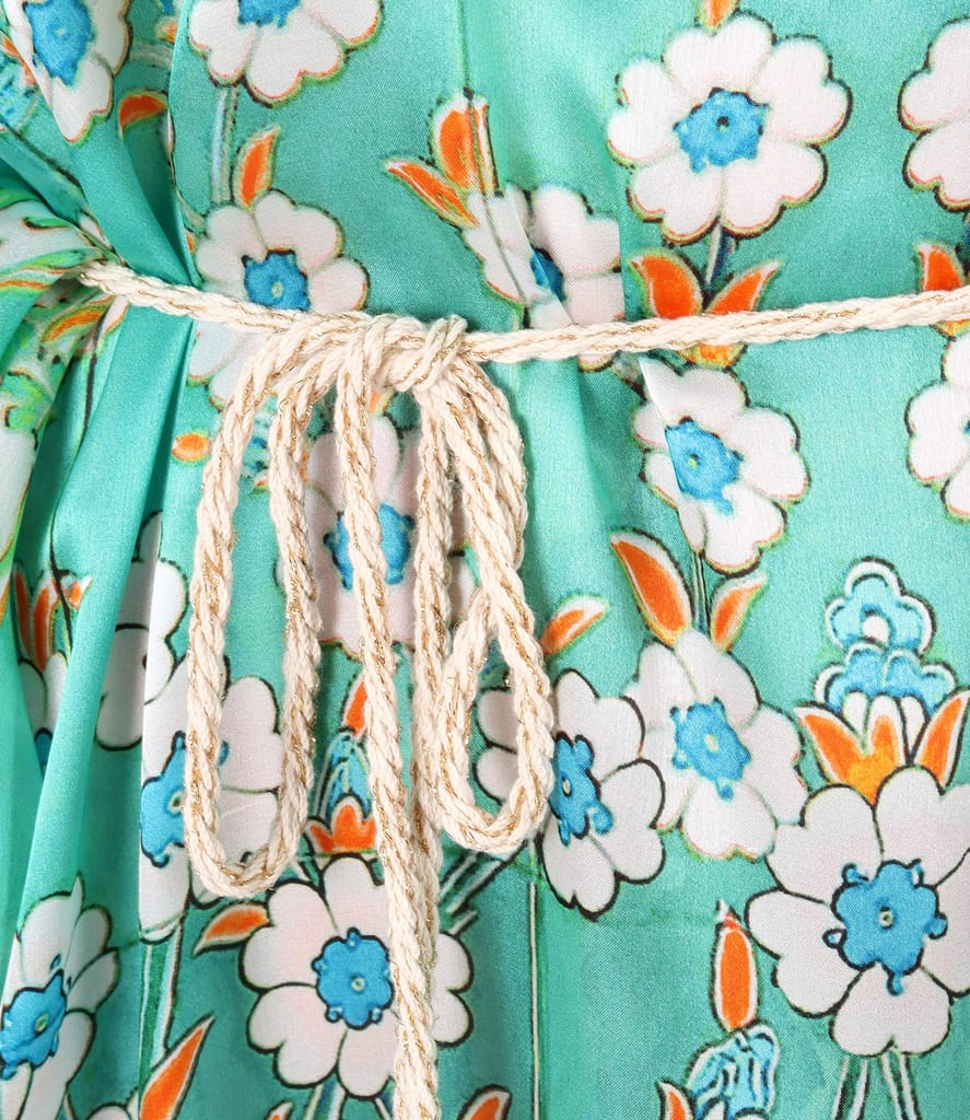 Rochie caftan din matase naturala fina cu cordon in talie