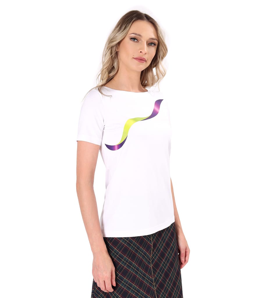 Bluza din jerse elastic imprimat pe fata