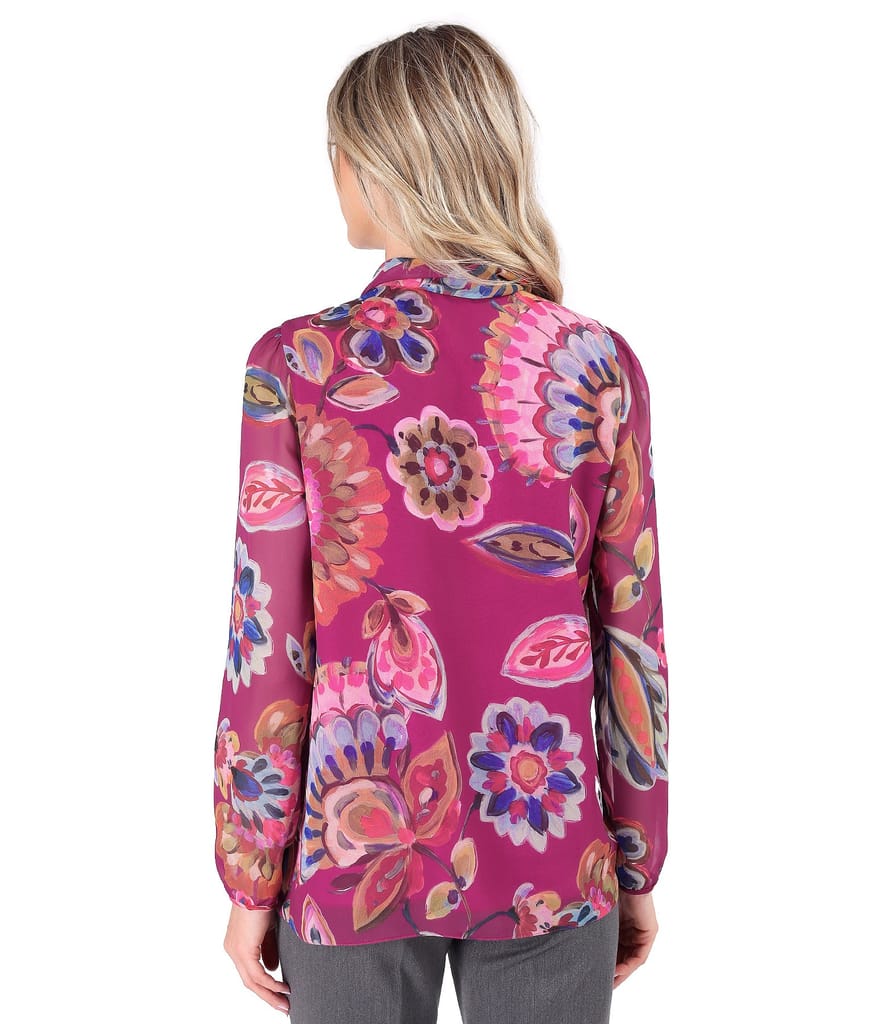 Bluza din voal cu guler tip esarfa