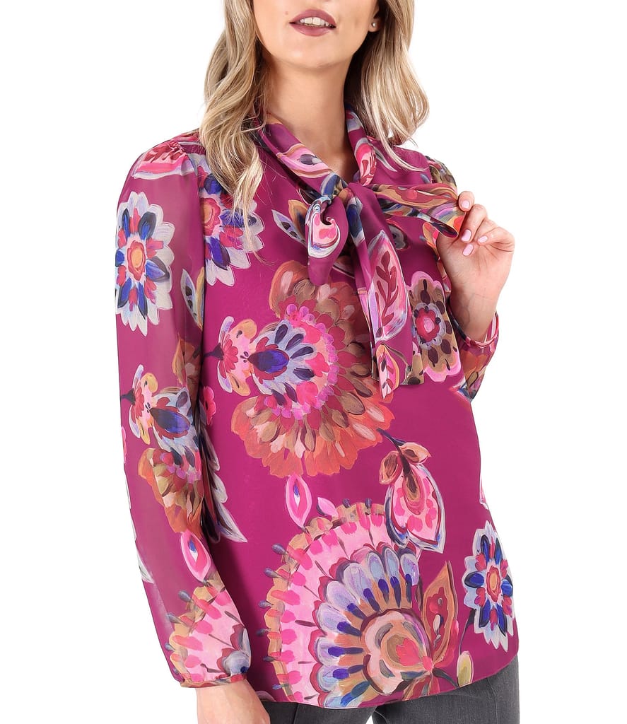 Bluza din voal cu guler tip esarfa