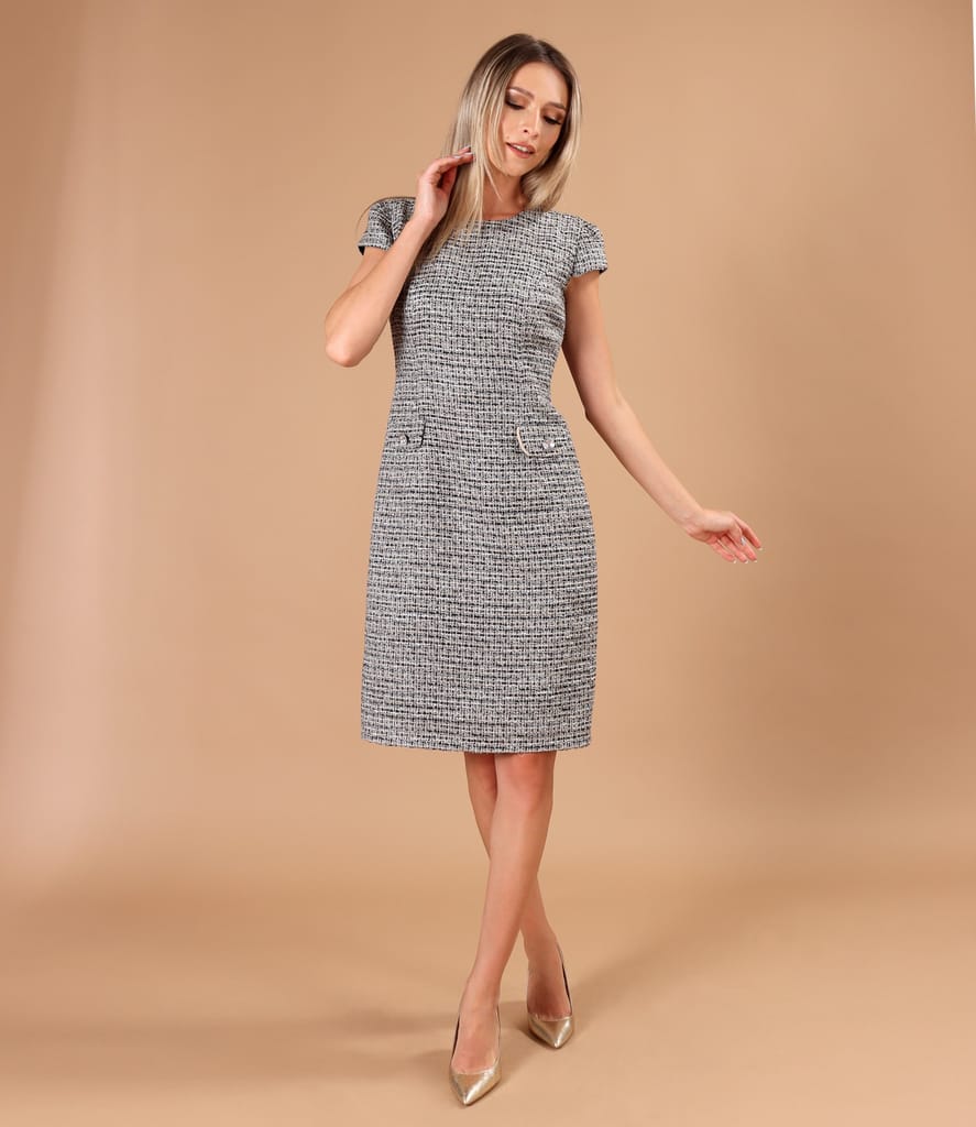 Rochie office din bucle cu viscoza si fir metalic
