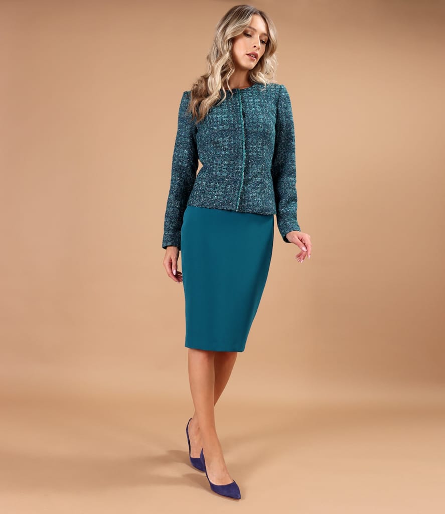 Fusta office din stofa elastica