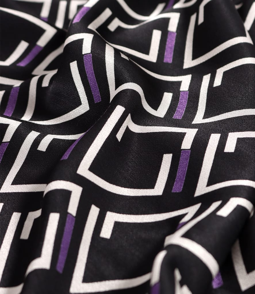 Rochie midi din satin de viscoza imprimata cu motive geometrice