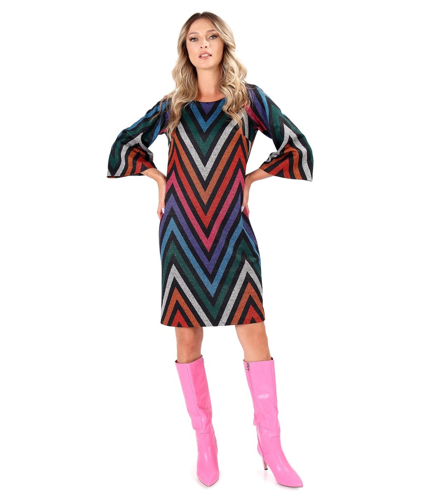 Rochie eleganta din stofa elastica cu fir de lurex