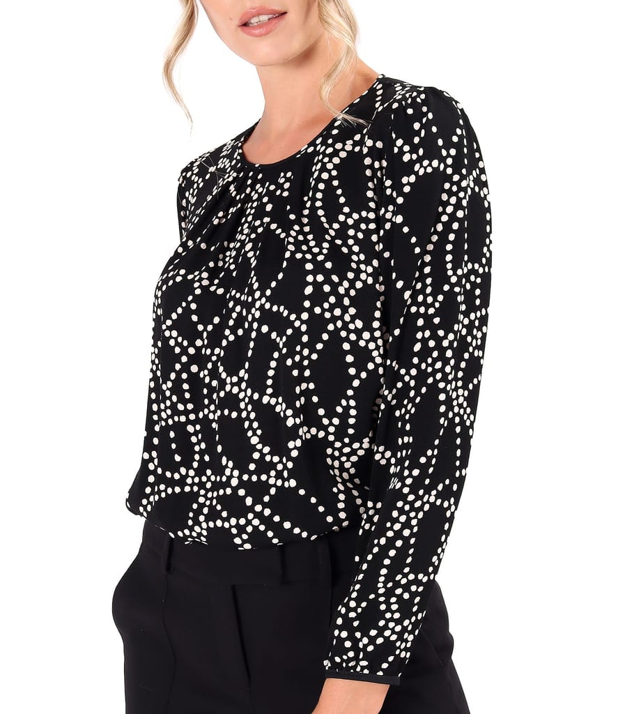 Bluza lejera din viscoza plina cu falduri la decolteu