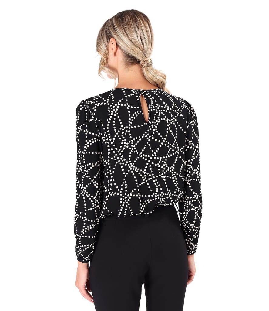 Bluza lejera din viscoza plina cu falduri la decolteu