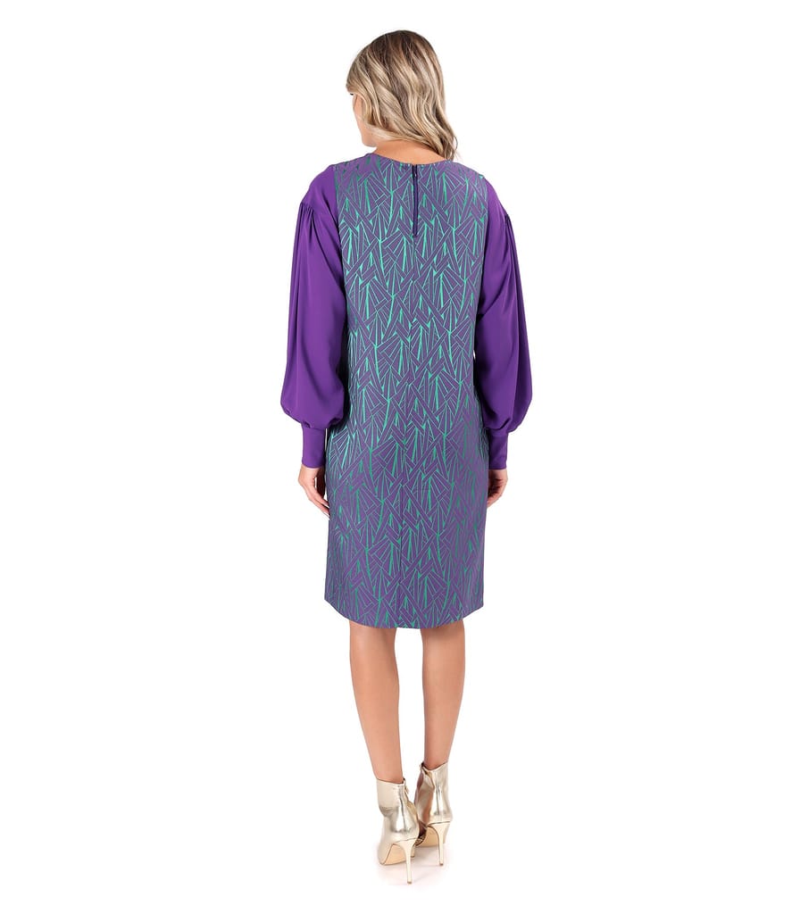 Rochie lejera din stofa elastica cu viscoza cu maneci bufante