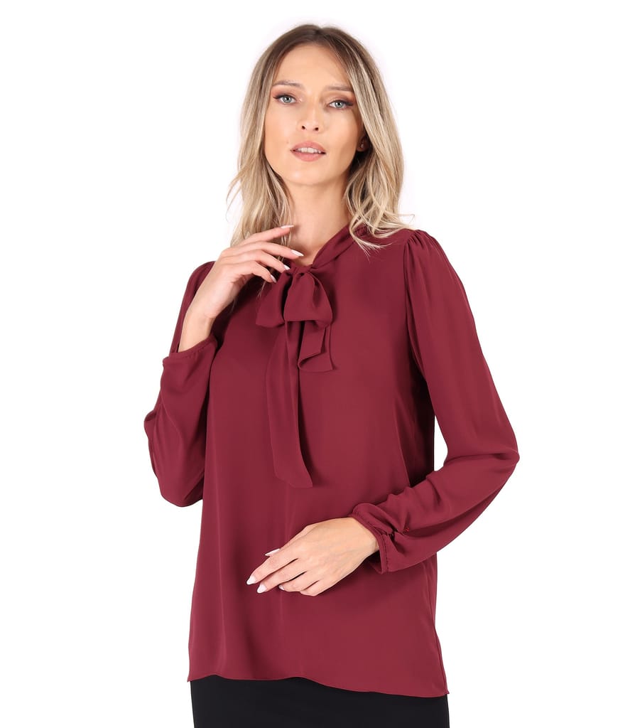 Bluza cu maneci lungi si guler tip esarfa