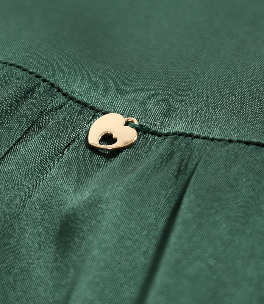 Rochie midi eleganta cu volane din satin de viscoza