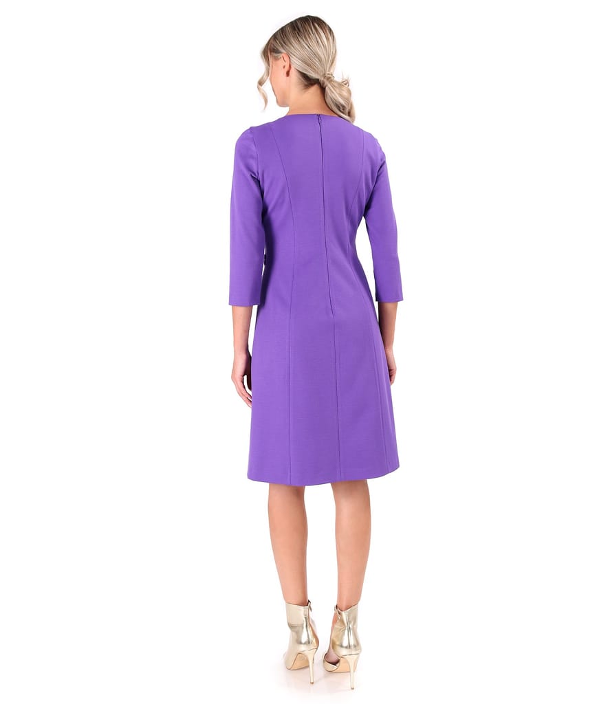 Rochie office evazata din stofa texturata cu viscoza