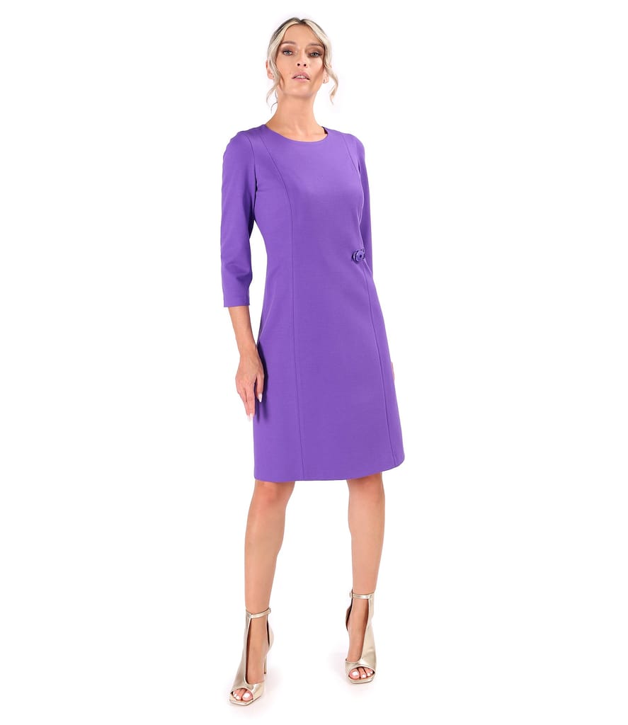 Rochie office evazata din stofa texturata cu viscoza